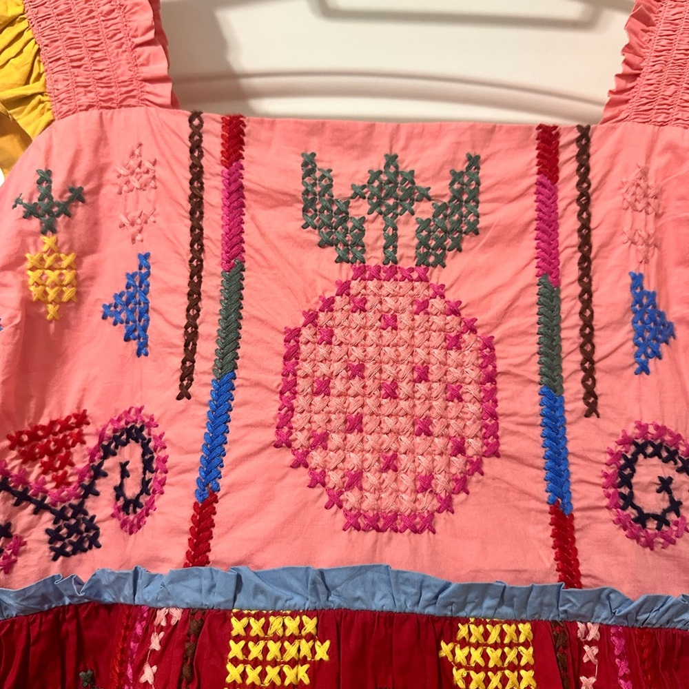 NWT Farm Rio Color blocking Embroidered Mini Size XL - Picture 2 of 4